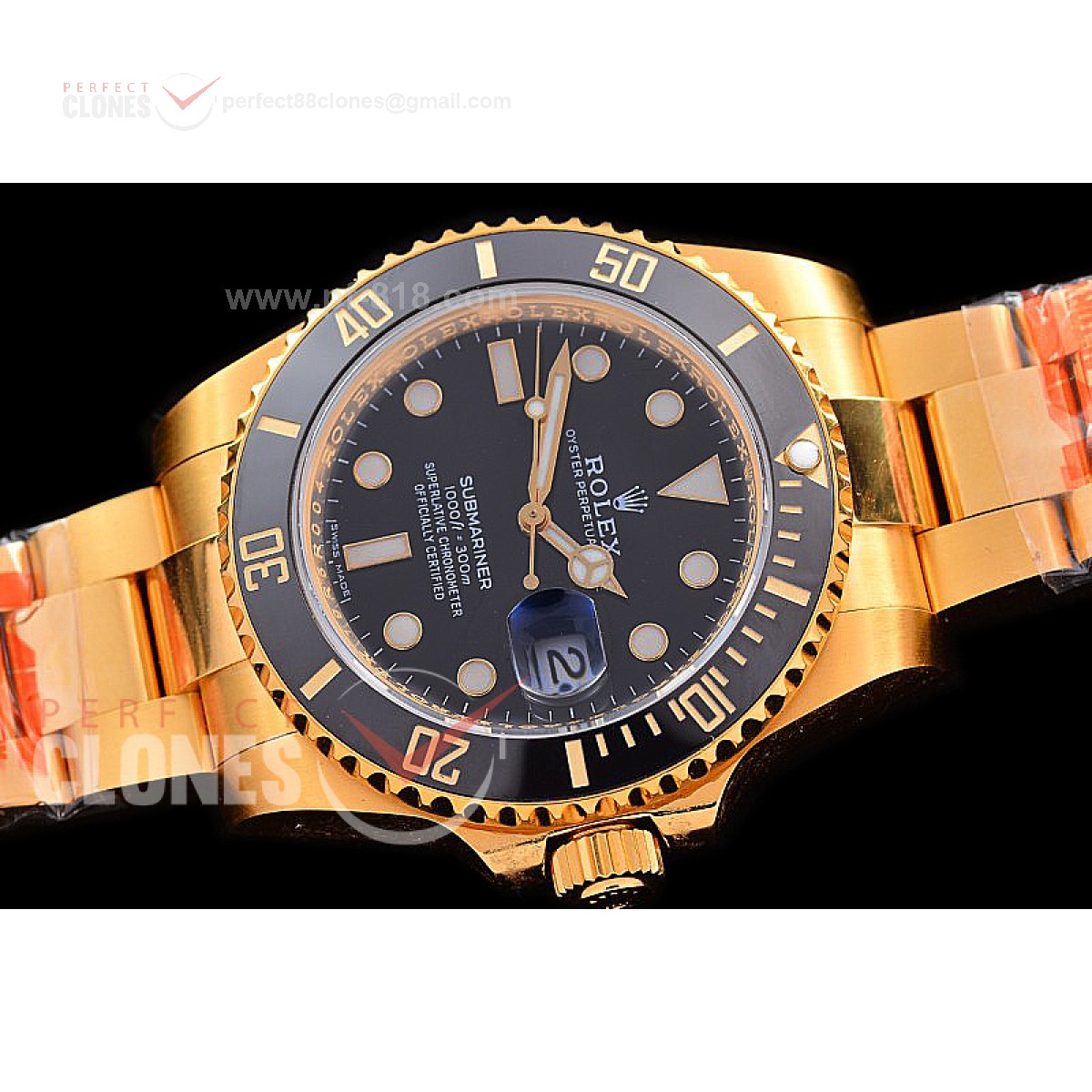 RLSF00601W KF 904L Steel 18K Thick Wrapped Gold Submariner