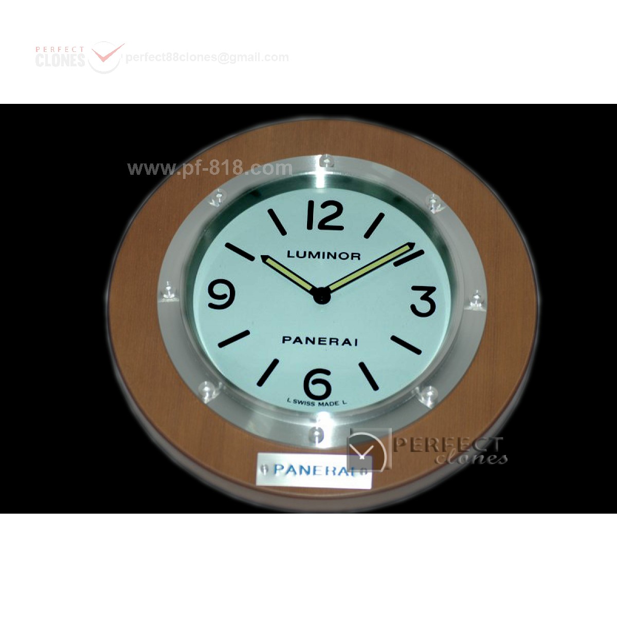 PNC11412 Pam 114 Style Wall Clock Cherry Finish Swiss Qtz