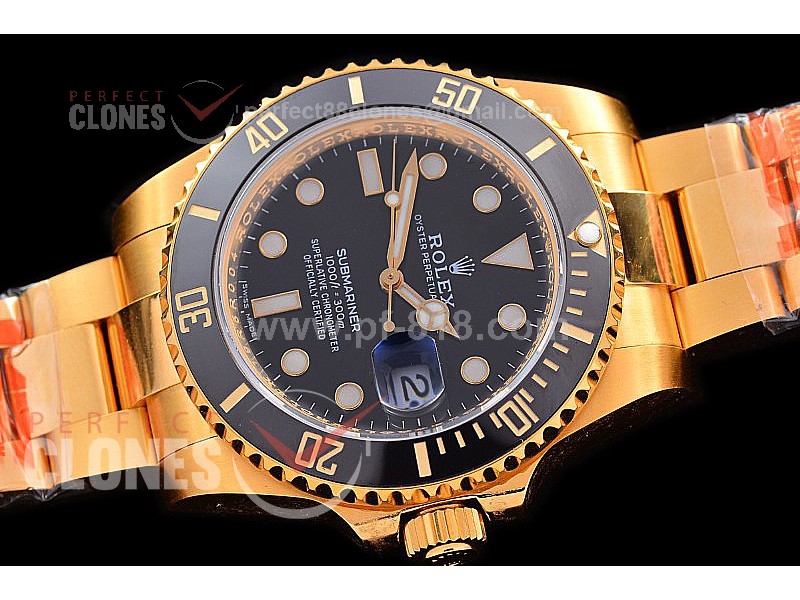 RLSF00601W KF 904L Steel 18K Thick Wrapped Gold Submariner