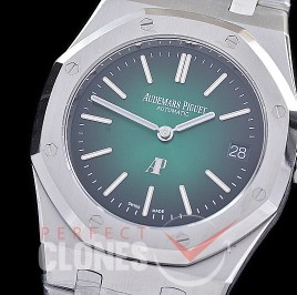 AP16202-104 ZF Royal Oak Jumbo Extra Thin Automatic 16202PT SS/SS 50th Anniversary Smoked Green Asian Clone Calibre 7121 