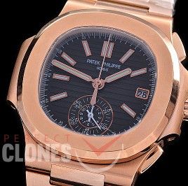 PP-5980-126S PPF Nautilus 5980 Chronograph RG/RG Black Asian Clone Calibre CH28-520 C