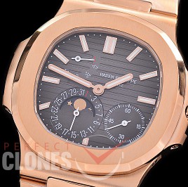 PP-5712-008S PPF V2 Nautilus 5712/1R Date/Moon Phase Power Reserve RG/RG Brown Asian Clone Calibre 320 PS IRM C LU 