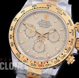 0 0 0 RLDT-4130-845W QF V3 904L Steel Daytona 116523 SS/YG Gold Sticks 4130 Superclone - 72 Hours Power Reserve Movement / Extra Weighted 