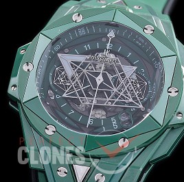 HB-SB2-125 BBF Big Bang Sang Bleu II 45mm Chronograph CER/RU Matt Green A-7750 Modified