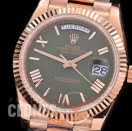 0.0 0 0 0 R40DDR00328 BPF Extra Weighted Daydate 40mm 228235 904 Steel RG/RG Fluted Bez Olive Green Roman A-2836