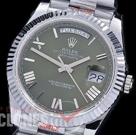 0.0 0 0 0 R40DDS00328 BPF Extra Weighted Daydate 40mm 228239 904 Steel SS/SS Fluted Bez Olive Green Roman A-2836