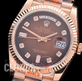 0.0 0 0 0 0 0 R36DDR00319 BPF Extra Weighted Daydate 40mm 128235 904 Steel RG/RG Fluted Bez Brown Ombre Diamonds A-2836