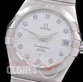0 0 0 0 OMCON-39-111 M+S-F Constellation Co Axial SS/SS Silver Diamond Calibre 8500 Superclone