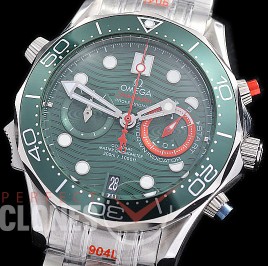 0 0 0 0 0 OMSEC-0103 Seamaster 300m Professional Chronograph America's Cup Edition SS/SS Green OS20 Quartz 