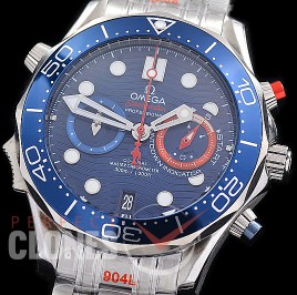 0 0 0 0 0 OMSEC-0101 Seamaster 300m Professional Chronograph America's Cup Edition SS/SS Blue OS20 Quartz 