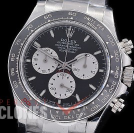 RLDS-126529-101 QF 904L Steel Le Mans Daytona 126529LN SS/SS Black Sticks 4132 Superclone - 72 Hours Power Reserve Movement 