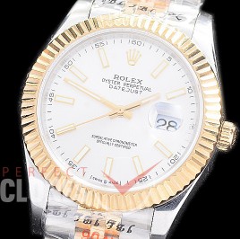 R41DJT-201 NF 904 Steel 126333 SS/YG Fluted/Jubilee White Sticks A-2813 - Special Offer 