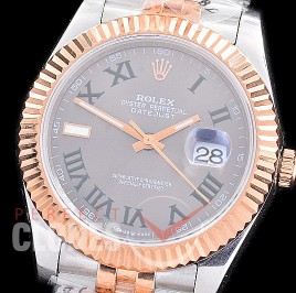 R41DJTR-218 NF 904 Steel 126331 SS/RG Fluted/Jubilee Dark Rhodium Grey (Wimbledon) Roman A-2813 - Special Offer 