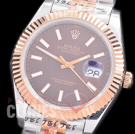 R41DJTR-206 NF 904 Steel 126331 SS/RG Fluted/Jubilee Brown Sticks A-2813 - Special Offer 