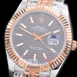 R41DJTR-209 NF 904 Steel 126331 SS/RG Fluted/Jubilee Dark Rhodium Grey Fluted Sticks A-2813 - Special Offer 