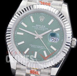 R41DJS-205 NF 904 Steel 126334 SS/SS Fluted/Jubilee Mint Green Sticks A-2813 - Special Offer 