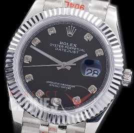 R41DJS-222 NF 904 Steel 126334 SS/SS Fluted/Jubilee Black Diamonds A-2813 - Special Offer 
