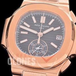 0 0 0 0 0 PP-5980-026S 3KF Nautilus 5980 Chronograph RG/RG Black Asian Clone Calibre CH28-520 C