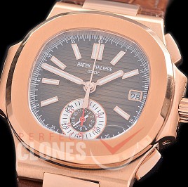 0 0 0 0 0 PP-5980-023L PPF Nautilus 5980 Chronograph RG/LE Brown Asian Clone Calibre CH28-520 C 