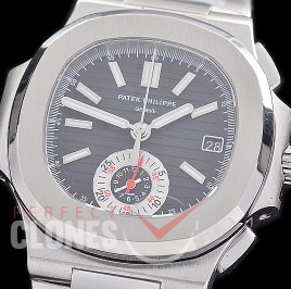 0 0 0 0 0 PP-5980-002S 3KF Nautilus 5980 Chronograph SS/SS Black Asian Clone Calibre CH28-520 C