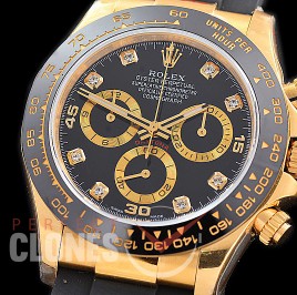 0 0 0 0 0 0 RLDF-4130-872RW QF V11 904L Steel Daytona 116518LN YG/CER/RU Black Diamonds 4130 Superclone - 72 Hours Power Reserve Movement / Extra Weighted 
