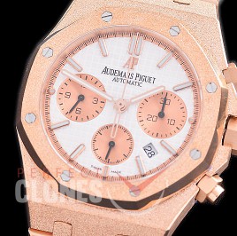 AP26240-121 OMF Royal Oak Chronograph Frosted 26240 RG/RG White A-7750 Mod 1-1 Thickness 