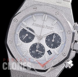 AP26240-101 OMF Royal Oak Chronograph Frosted 26240 SS/SS White A-7750 Mod 1-1 Thickness 