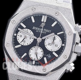 AP26240-102 OMF Royal Oak Chronograph Frosted 26240 SS/SS Black A-7750 Mod 1-1 Thickness 