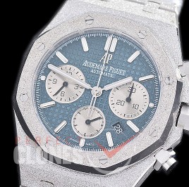 AP26240-104 OMF Royal Oak Chronograph Frosted 26240 SS/SS Blue A-7750 Mod 1-1 Thickness 