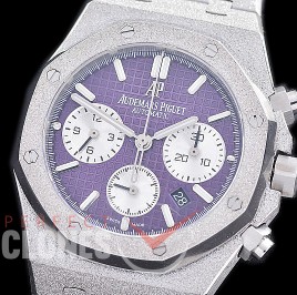 AP26240-106 OMF Royal Oak Chronograph Frosted 26240 SS/SS Violet A-7750 Mod 1-1 Thickness 