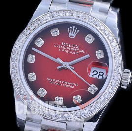 R31DJS-195D GMF 904 Steel Datejust Midsize 278289RBR SS/SS Fluted/President/Diam Red Ombre Diamonds Asian Clone 2824