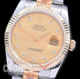 R36DJT-116233-105 BPF Datejust Men 116233 SS/YG Fluted/Jubilee Gold Diamonds VR 3135 - 18K Wrapped Gold Special Offer !! 