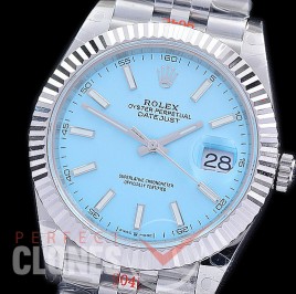 0 0 0 0 0 R41DJS-3235-207 GMF 904L Steel Datejust 41mm 126334 SS/SS Fluted/Jubilee Ice Blue Sticks VR 3235 