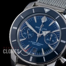 0 0 0 0 BLSF-HC42-102M ANF Superocean Heritage Chronograph SS/ME Blue A-7750 Bundle with Mesh Style Rubber Strap 