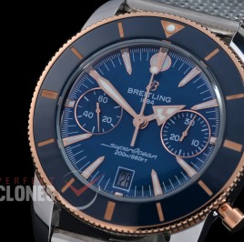 0 0 0 0 BLSF-HC42-112M ANF Superocean Heritage Chronograph SS/RG/ME Blue A-7750 Bundle with Mesh Style Rubber Strap 