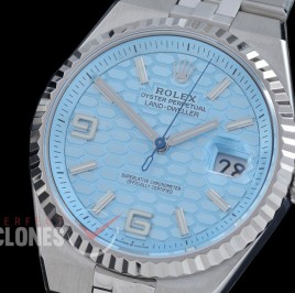 RLLD-40-102 NNF Land-Dweller 40mm 127336 904 Steel SS/SS Fluted Bez Ice Blue Num/Sticks M-9015 Mod to Calibre 7135 Bridges 