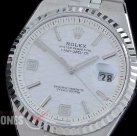 RLLD-40-101 NNF Land-Dweller 40mm 127334 904 Steel SS/SS Fluted Bez White Num/Sticks M-9015 Mod to Calibre 7135 Bridges 