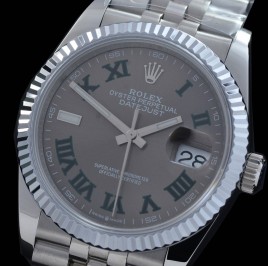 0 0 0 0 0 R36DJS-DD3235-127 QF Datejust 36 Men 126234 904 Steel SS/SS Fluted/Jubilee Dark Rhodium Roman DD 3235 - 72 Hours Power Reserve 