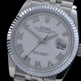 0 0 0 0 0 R36DJS-DD3235-121 QF Datejust 36 Men 126234 904 Steel SS/SS Fluted/Jubilee White Roman DD 3235 - 72 Hours Power Reserve 
