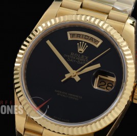 R36DDF-022 GMF 18238 DayDate YG/YG Fluted/President Black Onyx DD-3255 72 Hours Reserve 