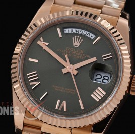 R36DDR-3255-226 GMF 128235 2025 DayDate RG/RG Fluted/President Olive Green Roman VR 3255 