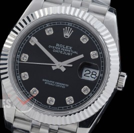 R41DJS-DD3235FS-012J QF 126334 SS/SS Fluted/Jubilee Black Diamonds DD 3235 Free Sprung 904L Steel / Extra Weighted Casework - 72 Hours Reserve 