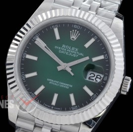 R41DJS-3235-109A BP 126334 Datejust 41mm SS/SS Fluted/Jubilee Ombre Green Sticks VR 3235 