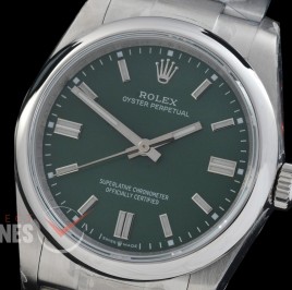 0 0 0 0 0 0 RLOY-36-004 QF 904 Steel Osyter Perpetual 36mm 126000 SS/SS Green Sticks Asian Clone DD 3230 72 Hours Reserve - Free Sprung Movement 