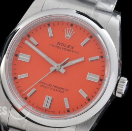 0 0 0 0 0 0 RLOY-36-005 QF 904 Steel Osyter Perpetual 36mm 126000 SS/SS Coral Red Sticks Asian Clone DD 3230 72 Hours Reserve - Free Sprung Movement 
