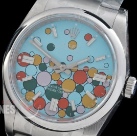 0 0 0 0 0 0 RLOY-36-011 QF 904 Steel Osyter Perpetual 36mm 126000 Celebration Edition SS/SS Ice Blue Bubbles Sticks Asian Clone DD 3230 72 Hours Reserve - Free Sprung Movement 