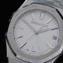 0 0 0 0 0 AP15510-091 TOP-F AP15510ST Royal Oak Automatic SS/SS White Asian Clone DD Calibre 4302 28800bph