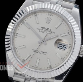 R41DJS-DD3235FS-001J QF 126334 SS/SS Fluted/Jubilee Silver Sticks DD 3235 Free Sprung 904L Steel / Extra Weighted Casework - 72 Hours Reserve 