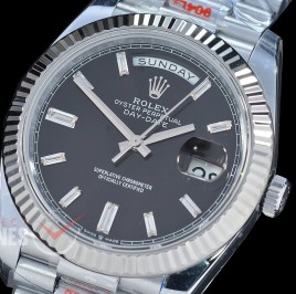 0.0 0 0 0 R40DDS00518 QF Extra Weighted Daydate 40mm 228239 904 Steel SS/SS Fluted Bez Black Baquet Diamonds VR 3255