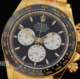 RLDF-126528-011 QF 904L Steel Le Mans Daytona 126528LN YG/CER/YG Black Sticks 4132 Superclone - 72 Hours Power Reserve Movement - Free Sprung Movement